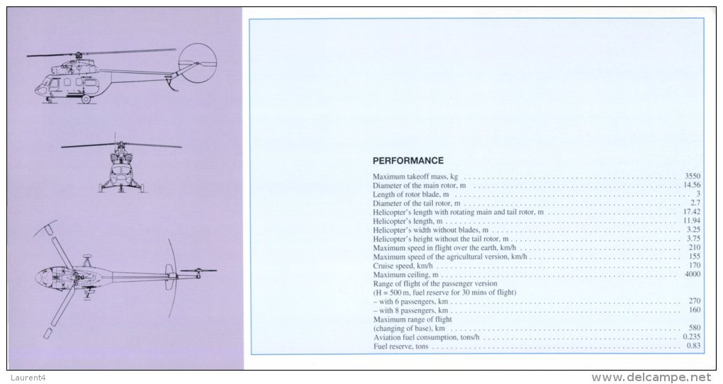 (174) Aeroflot Large Size Postcard - MI 2 Helicopter - Helikopters