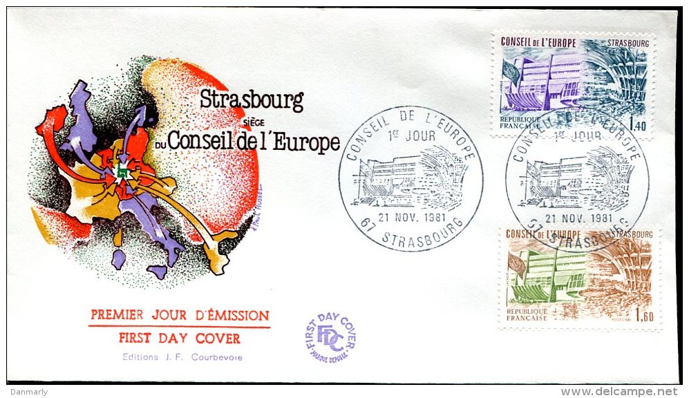 FDC 21/11/81 : Conseil De L'Europe (2 Enveloppes) - EU-Organe