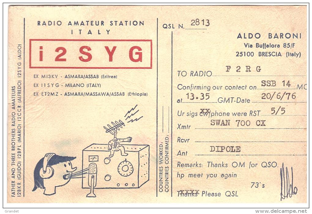 CARTE RADIO - QSL - CARTE RADIO QSL - ITALIE - ITALIA - ITALY - BRESCIA - 1976. - Radio Amateur