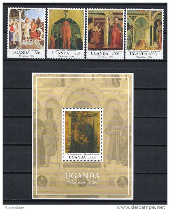 PINTURA/RELIGIÓN - UGANDA 1991 - Yvert #818/21+H143 - MNH ** - Religión