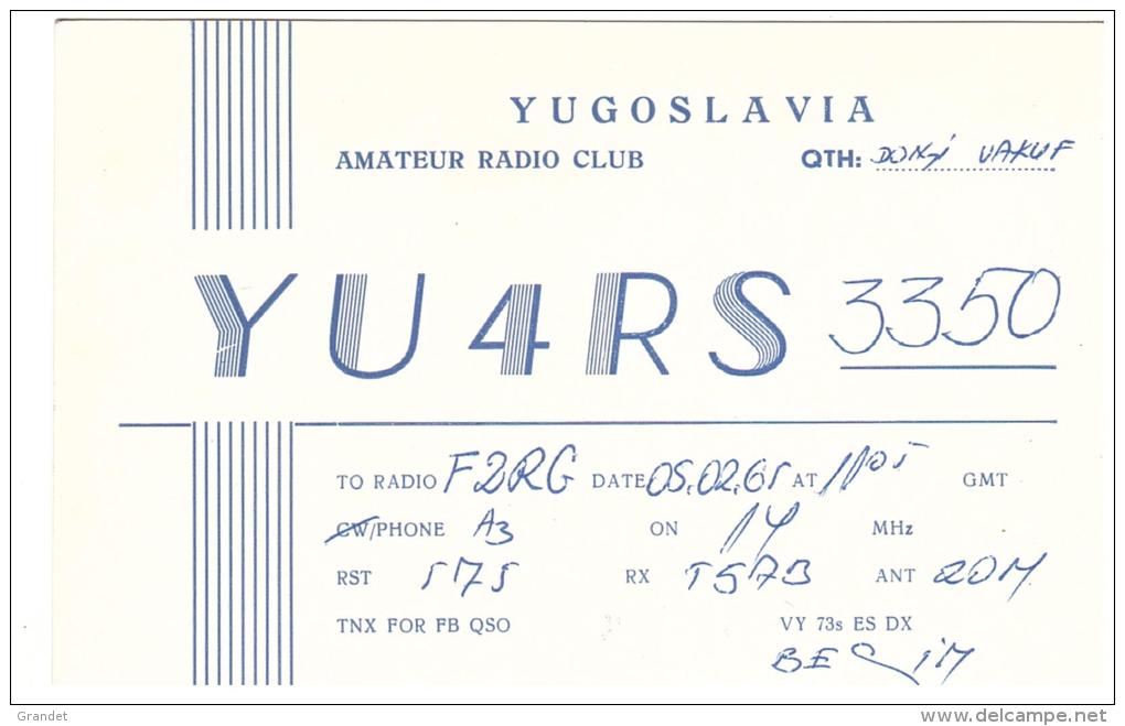 CARTE RADIO - QSL - CARTE RADIO QSL - YUGOSLAVIA - YOUGOSLAVIE - VAKUF - 1965. - Radio Amateur