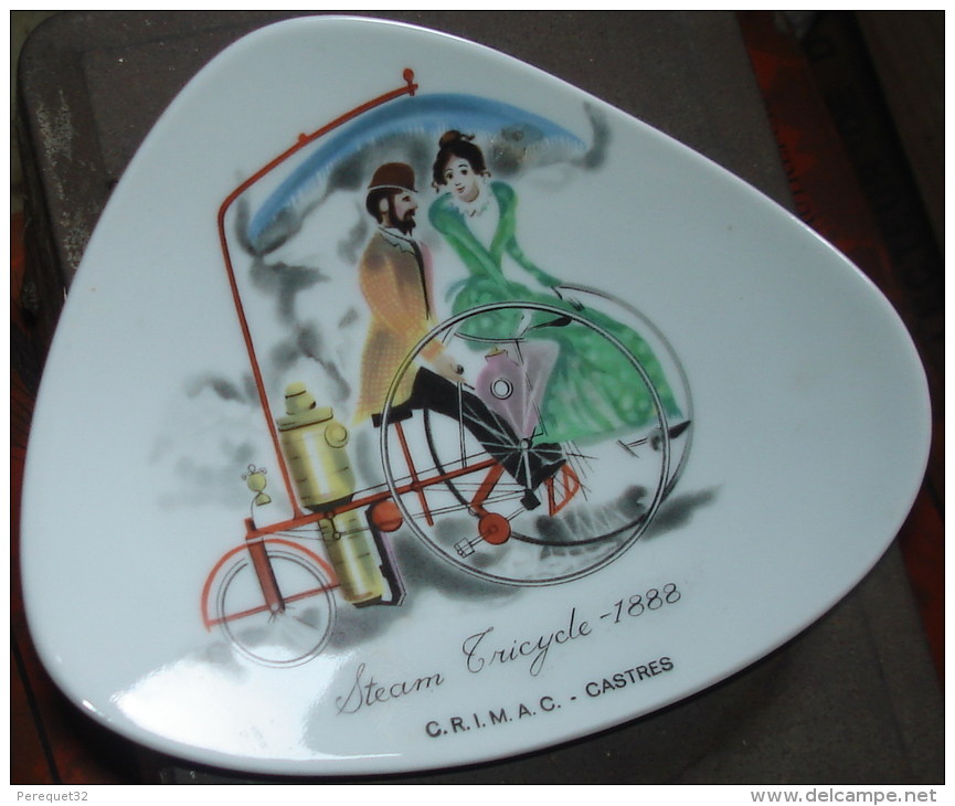 C.R.I.M.A.C. CASTRES.Steam Tricycle 1888. - Porcelaine