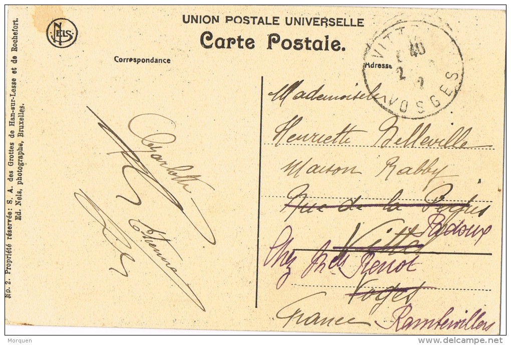 5383. Postal BRUXELLES (Belgica) 1912 A Francia. Reexpedite - Cartas & Documentos