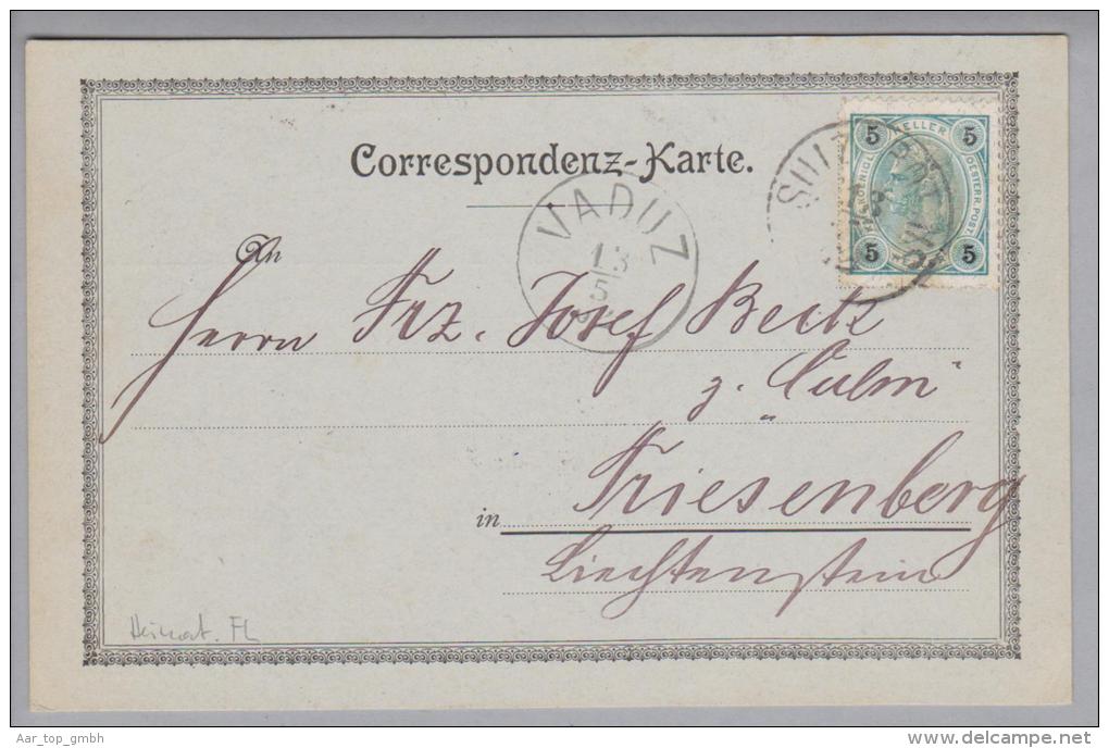 Heimat Liechtenstein Triesenberg Vaduz 1902-05-13 Ankunfts-O Auf Corresp.karte Aus Sulz - ...-1912 Prephilately