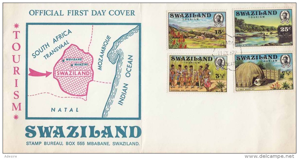 1972 SWAZILAND, 4 Fach Frankierung Auf First Day Cover - Swaziland (1968-...)