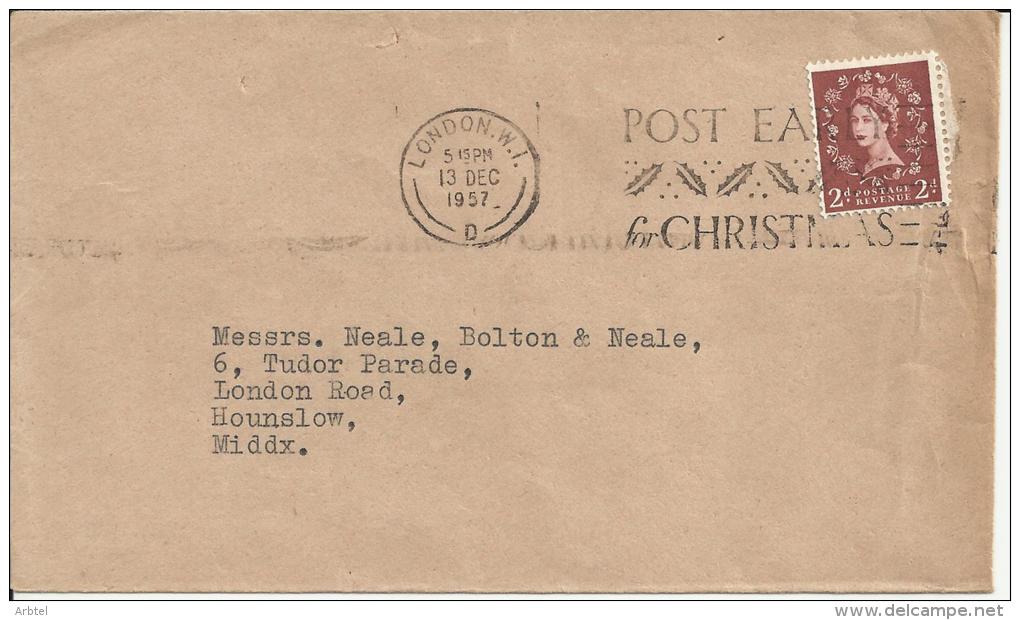 INGLATERRA LONDON MAT TEMA NAVIDAD 1957 - Lettres & Documents