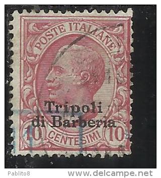 TRIPOLI DI BARBERIA 1909 SOPRASTAMPATO D´ITALIA ITALY OVERPRINTED CENT. 10 C USATO USED OBLITERE' - European And Asian Offices