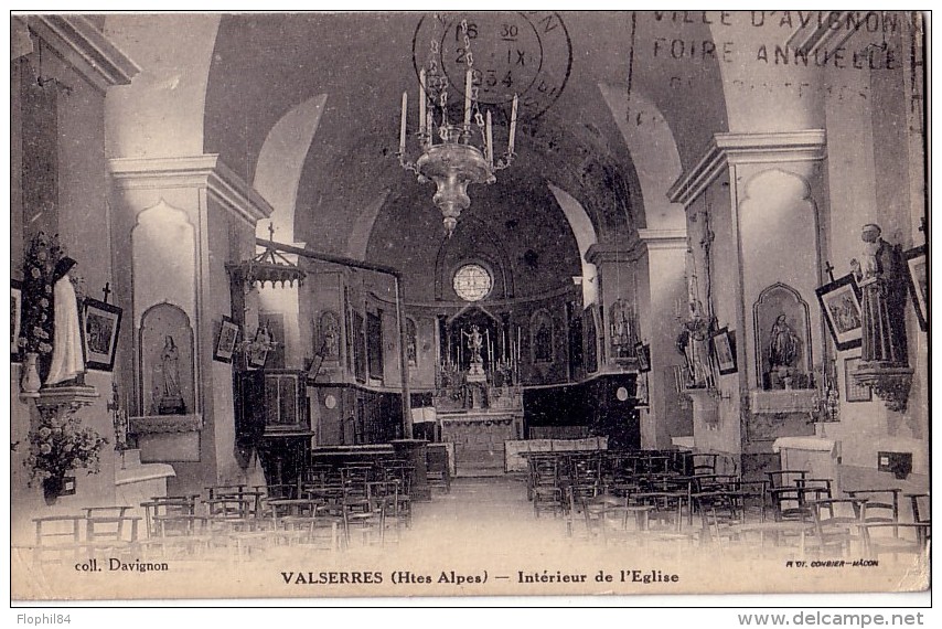 HAUTES ALPES - VALSERRES T84 DU 1-9-1934 SUR 20c SEMEUSE - CARTE POSTALE EGLISE DE VALSERRES. - Cachets Manuels