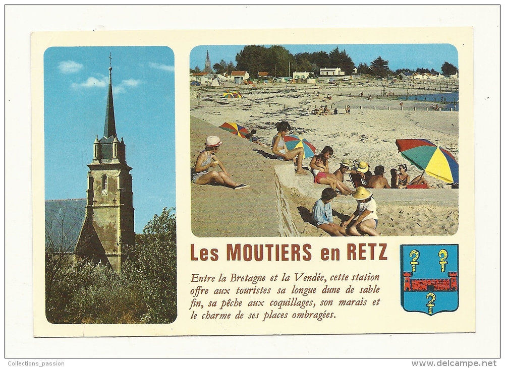 Cp, 44, Les Moutiers-en-Retz Multi-Vues, Voyagée 1982 - Les Moutiers-en-Retz
