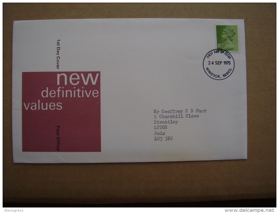 GREAT BRITAIN 1975  DEFINITIVES ILLUSTRATED OFFICIAL  FDC With ONE VALUE. - 1971-1980 Decimal Issues