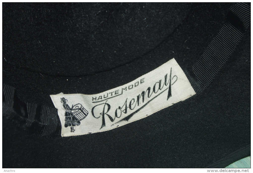 CHAPEAU Ancien MODE 1930  FEUTRE NOIR RUBAN Et TORSADE - Coiffes, Chapeaux, Bonnets