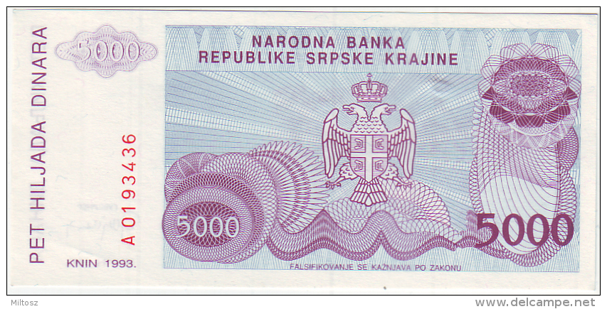 Croatia Srpska Krajina (Knin) 5.000 Dinara 1993 - Croatia