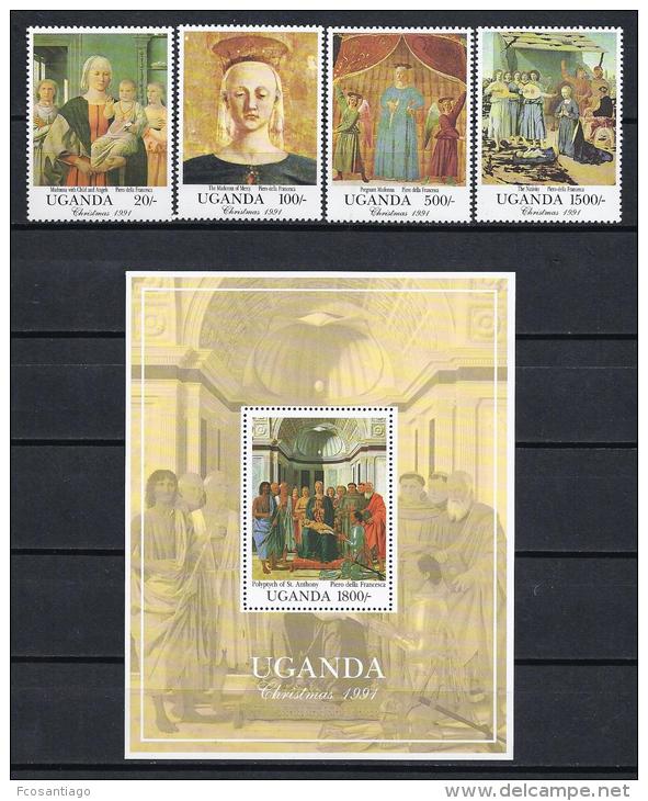 PINTURA/RELIGIÓN - UGANDA 1991 - Yvert #849/52+H147 - MNH ** - Religión