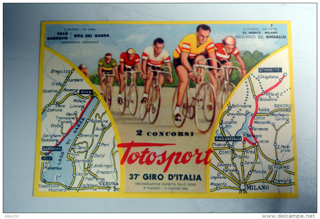 CARTOLINA TOTOCALCIO LEGATA AL 37° GIRO D'ITALIA 1954 - Ciclismo