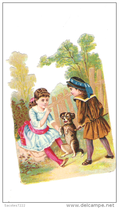 DECOUPI GAUFFRE ENFANTS ET PETIT CHIEN - - Enfants