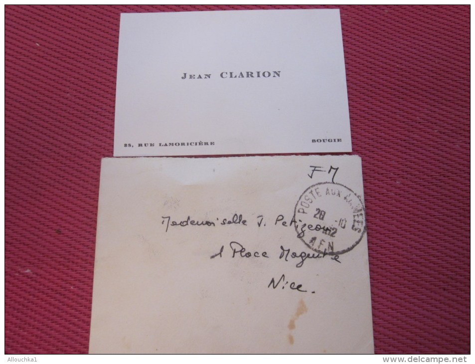 28/10/1962 Mignonnette + Carte Visite De Bougie Algérie CADM(poste Aux Armées) Franchise Militaire AFN &gt;Nice - Cachets Militaires A Partir De 1900 (hors Guerres)