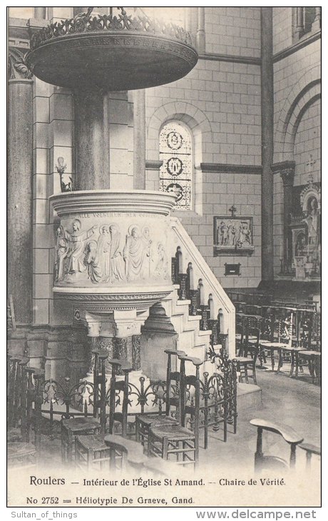 Cpa/pk 1905 Roeselare Roulers Intérieur De L´église St. Amand De Graeve - Roeselare