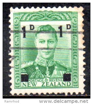 NEW ZEALAND 1941 King George VI Surcharged -1d. On 1/2d. - Green  FU - Usados