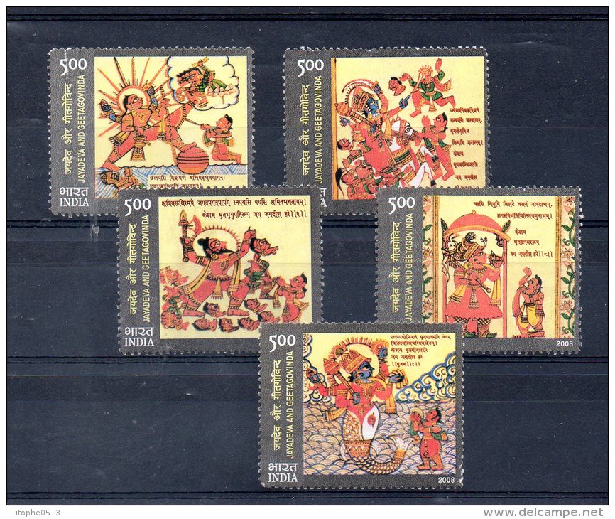 INDE. 5 Timbres Oblitérés Issus De La Série N°2147-57 De 2009. Krishna. - Hindoeïsme