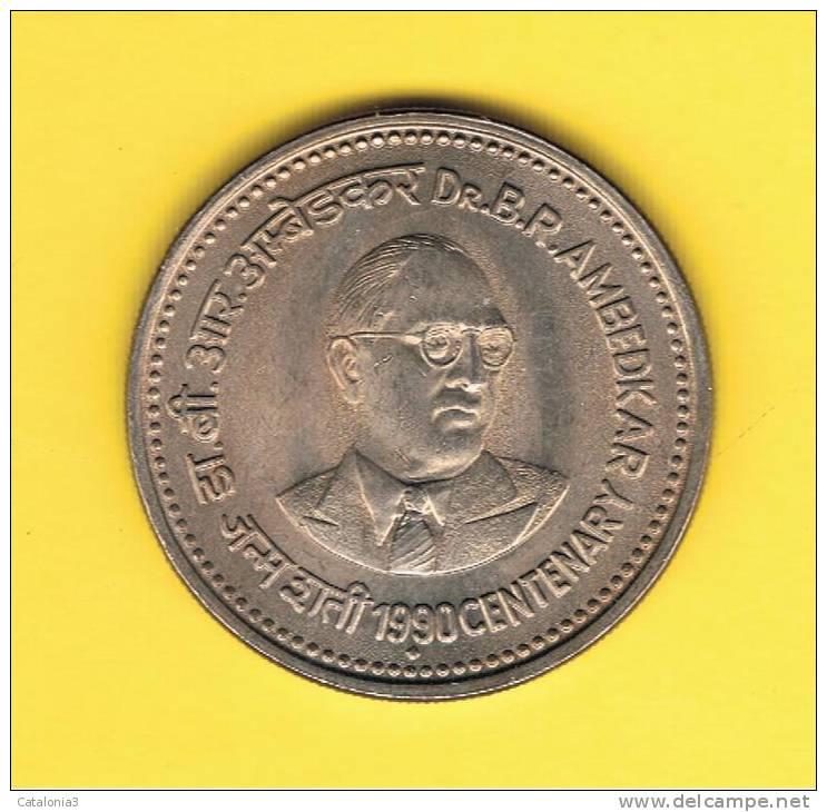 INDIA -  1 Rupia 1990 SC   KM85  Dr. Ambedkar - Inde