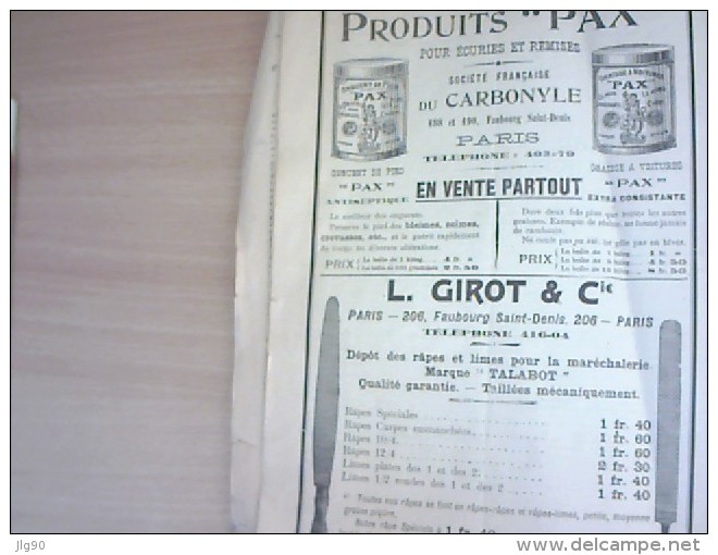 Document 1905-1930: Mensuel sur la Maréchalerie (16p) + pub PATAY m.élec. + plan M.Agricole PLATT