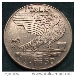 M_p>CURIOSITA´ Regno Vitt Eman III° 50 Centesimi 1942 XX Impero Magnetica Manca Cifra 1 E X  Curiosità - 1900-1946 : Vittorio Emanuele III & Umberto II