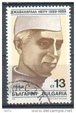 BULGARIA \ BULGARIE - 1989 - 100 Ans De La Naissance De Jawaharlal Nehru - 1v Obl. - Oblitérés