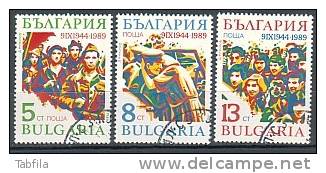 BULGARIA \ BULGARIE - 1989 - 45 Ans De La Victoire De La Revolution Socialiste En Bulgarie - 3v Obl - Gebraucht