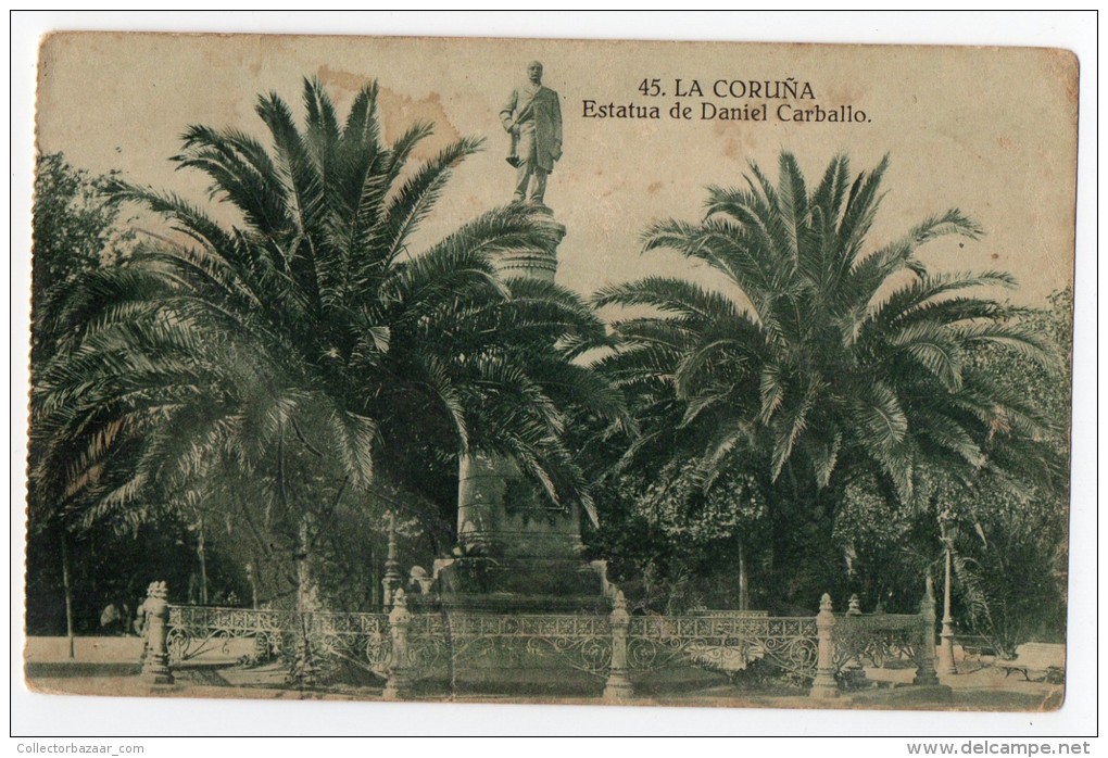 Tarjeta Postal La Coru&ntilde;a Estatua Daniel Carballo  Vintage Original Postcard Cpa Ak (W3_2684) - La Coruña