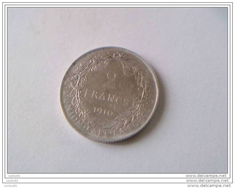 2 Francs 1910 - BELGIQUE - ALBERT ROI DES BELGES - Argent - - 2 Francs