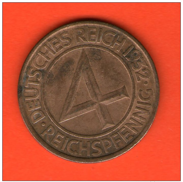 *** 4 Reichspfennig  1932 J *** KM 75 - Brüning - Taler - Bronce / Bronze  - ALEMANIA / DEUTSCHLAND / GERMANY - 4 Reichspfennig