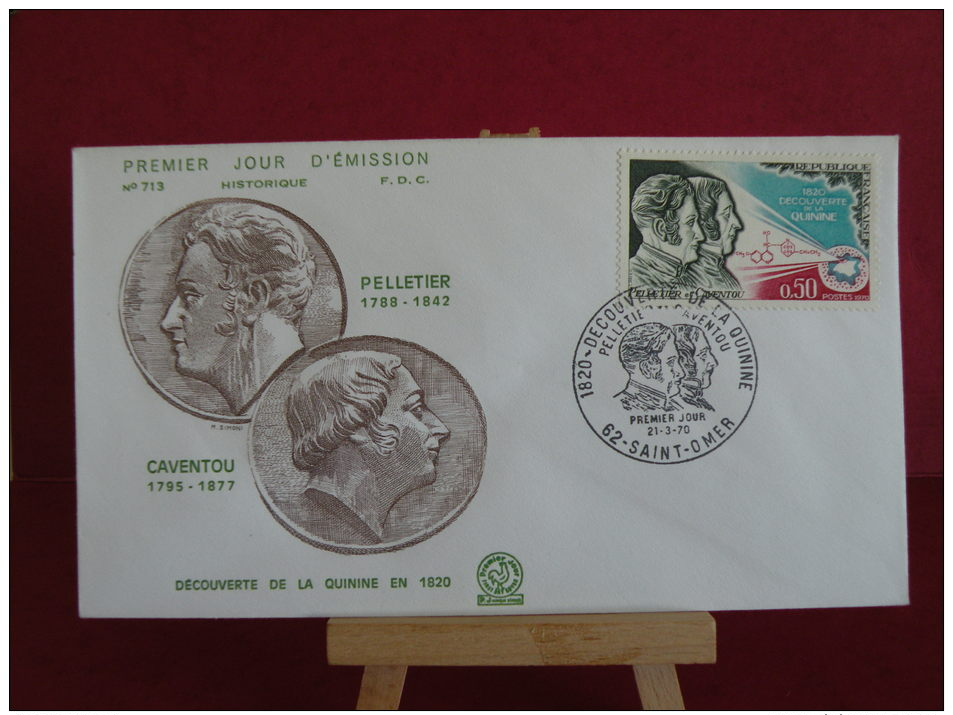 FDC, Pelletier / Caventou, La Quinime - 62 Saint Omer - 21.3.1970 - 1er Jour - - 1970-1979