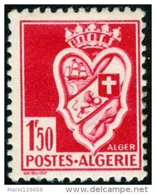 ALGERIA, COLONIA FRANCESE, FRENCH COLONY, STEMMI, 1942, FRANCOBOLLO NUOVO (MLH*) Scott 141 - Neufs