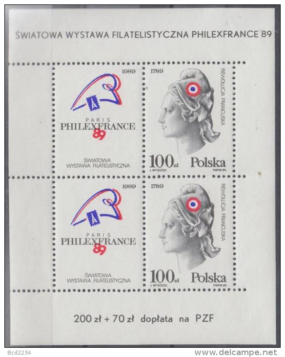 POLAND 1989 WORLD PHILATELIC EXHIBITION PHILEXFRANCE 89 FRANCE MS TYPE 2NHM Liberté égalité Fraternité French Revolution - Rivoluzione Francese