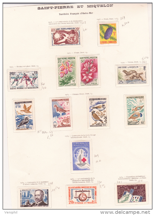 TIMBRES  ST PIERRE ET MIQUELON N° 358 A 371 NEUF X  COTE : 73,70 € - Unused Stamps