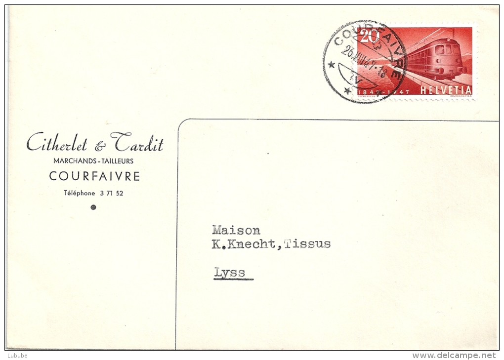 Motiv Brief  "Citherlet & Tardit, Marchands Tailleurs, Courfaivre"               1947 - Briefe U. Dokumente