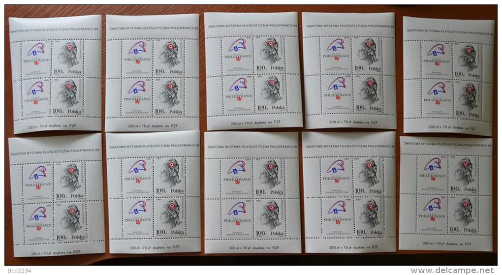 POLAND 1989 WORLD PHILATELIC EXHIBITION PHILEXFRANCE 89 FRANCE MS T1x10 NHM Liberté égalité Fraternité French Revolution - French Revolution