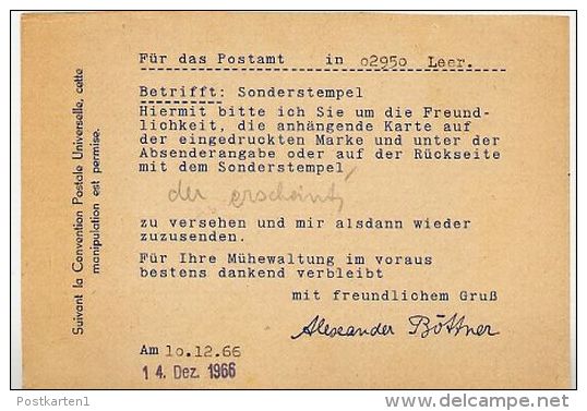DDR P77 F Frage-Postkarte ZUDRUCK BÖTTNER#1 Nach LEER Ostfriesland 1966 - Privé Postkaarten - Gebruikt