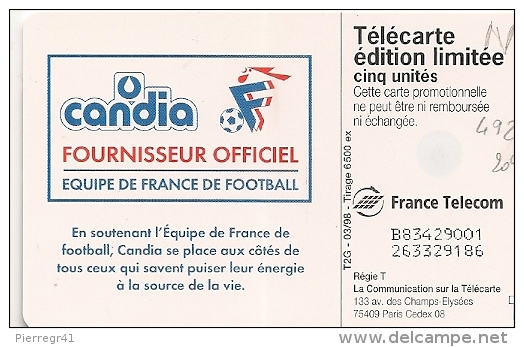 CARTE-PRIVEE-5U-GN 492-03/98-GEM2-CANDIA-EQU IPE DE FRANCE FOOT-NEUVE-TBE   -LUXE - 5 Eenheden