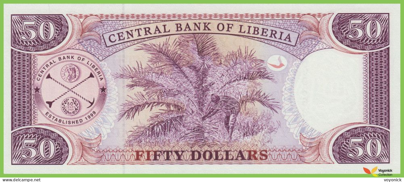 Voyo LIBERIA 50 Dollars 2004 P29b B309b Prefix DA UNC Samuel K. Doe - Liberia