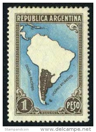 Argentina #446a XF Mint Hinged 1p On Chalky Paper From 1937 - Ungebraucht