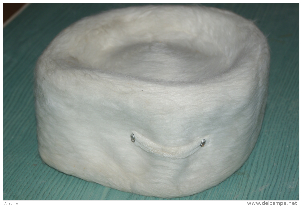 CHAPEAU Ancien MODE 1930 TOQUE TAMBOURIN FOURRURE BLANC - Cuffie, Cappelli, Berretti