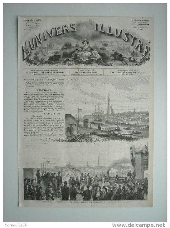 GRAVURE 1862. INAUGURATION DU CHEMIN DE FER DE NANTES A LORIENT, LE 21 SEPTEMBRE 1862. - Prints & Engravings