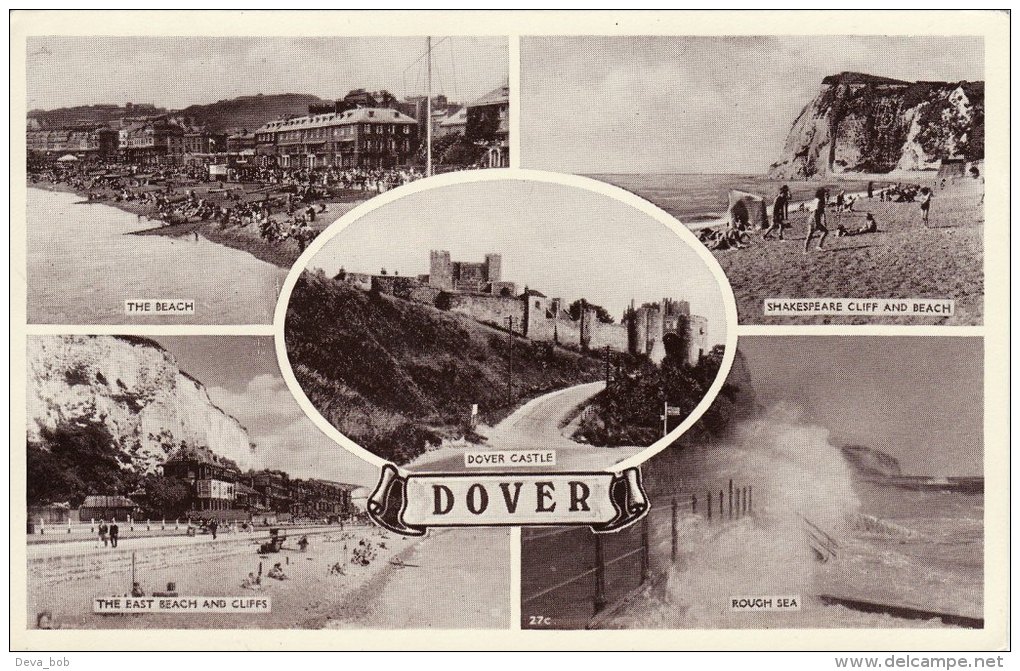 Multiview Postcard DOVER Kent Shakespeare Cliff Beach Sea Castle - Dover