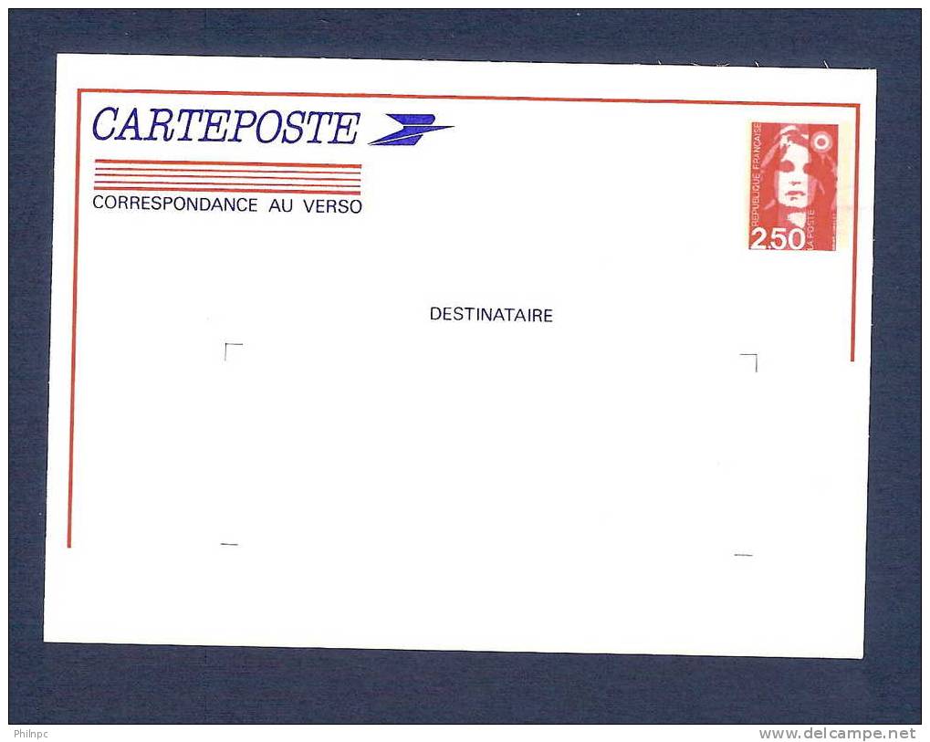 France, Entier Postal, 2715-CP1, Carte Postale Neuve, TTB, Marianne De Briat, 2.50 Rouge - Cartoline Postali E Su Commissione Privata TSC (ante 1995)