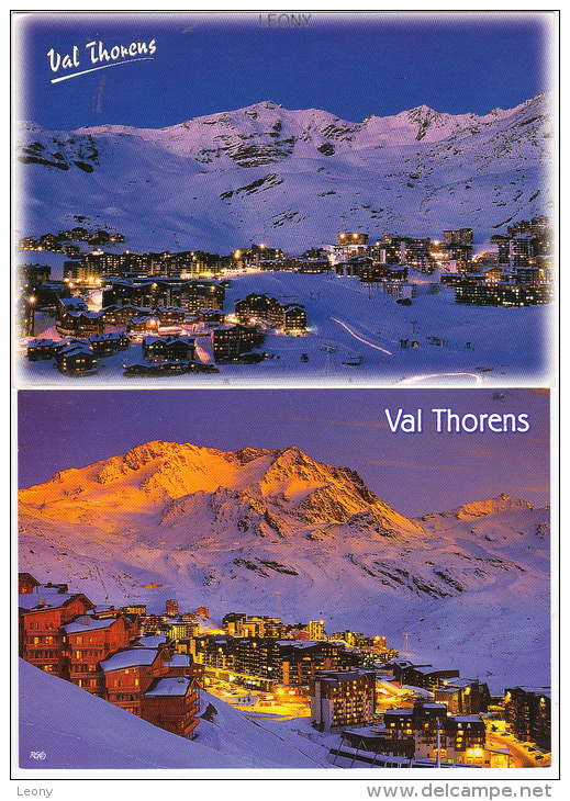 2  CPM De VAL THORENS   (73) - La Station Et Le Massif De PECHET-POLSET Au COUCHANT - Vue De NUIT - Val Thorens