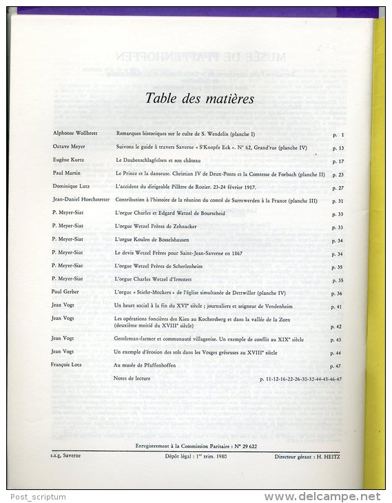 Revue - Pays D´Alsace Saverne Dirigeable Pilatre De Rozier Orgue Bourscheid Zehnacker Bosselshausen Irmstett Dettwiller - Tourisme & Régions