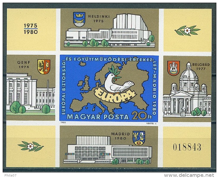 Hungary 1980. -  Block 147 B, MNH. Konferenz Uber Sicherheit Und Zusammenarbeit In Europa (KSZE), Madrid - Nuovi