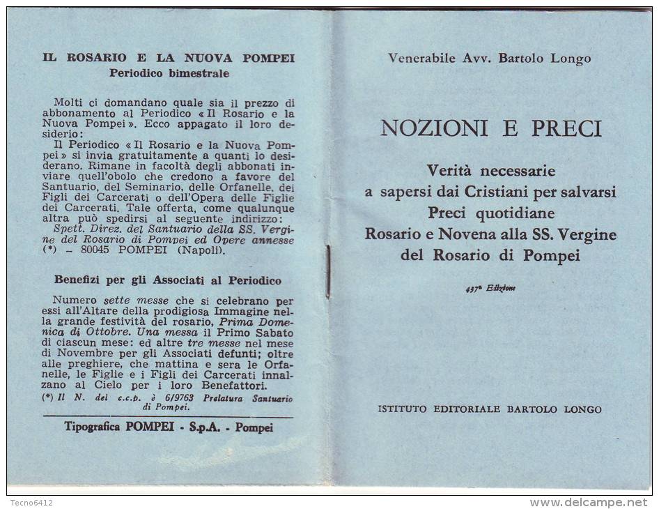 Libretto Religioso Nozioni E Preci-istituto Editoriale Bartolo Longo - Religione