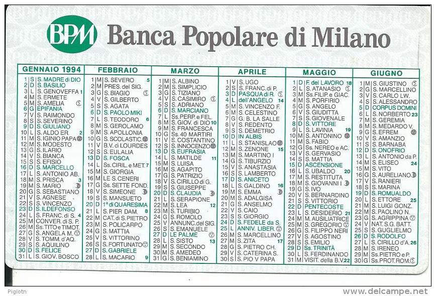 CAL340 - CALENDARIETTO 1994 - BANCA POPOLARE DI MILANO - Formato Piccolo : 1991-00